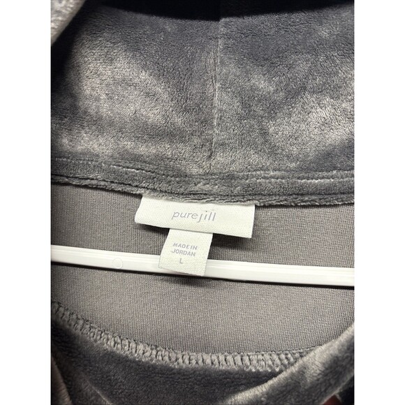 J. Jill Pure Jill Velour Velvet Cowl Neck Tunic Top Gray Size L Long Sleeve Soft - Picture 2 of 4